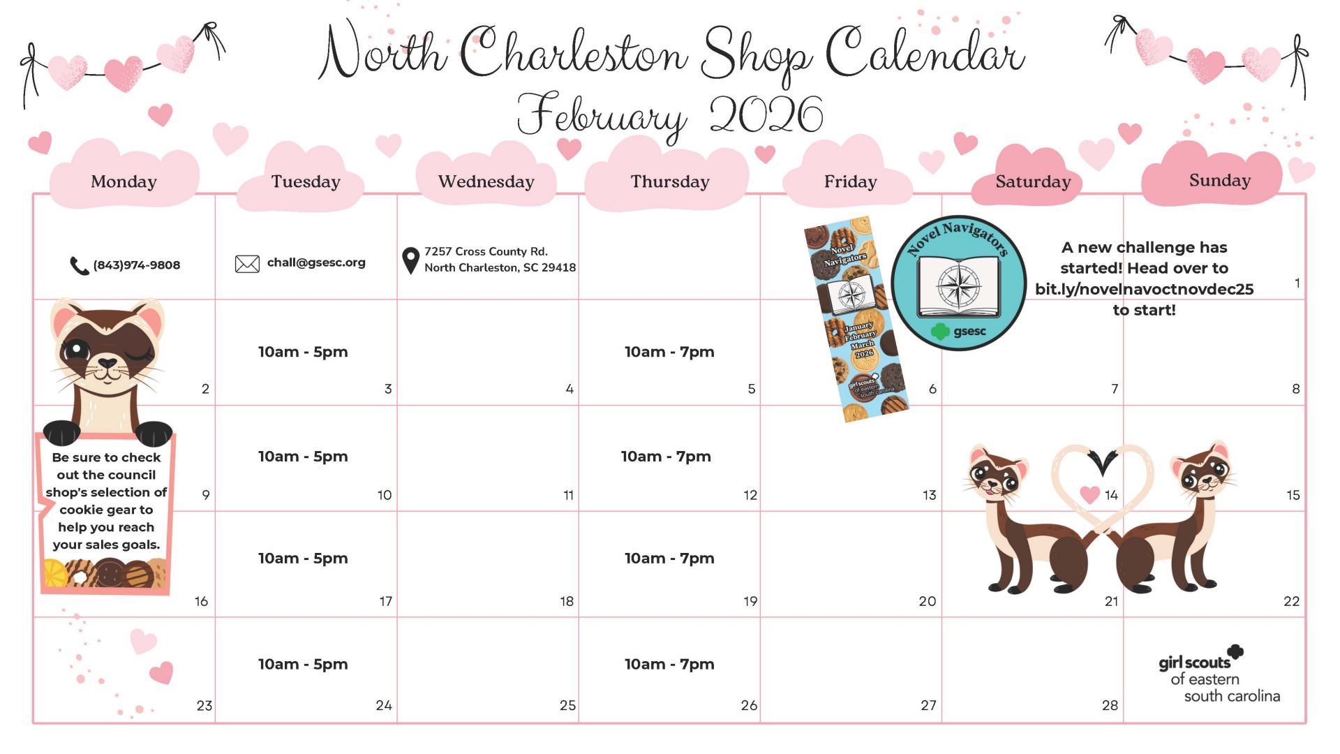 North Charleston February 2026 Shop Calendar